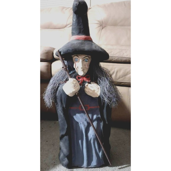Vintage 26" Tall Paper Mache Halloween Witch Hat Decor - Picture 1 of 8